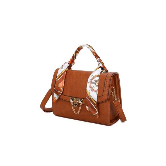 Women's Brown Scarf Satchel for Women Top Handle With Wallet Two Piece Set - Picture 4 of 10
